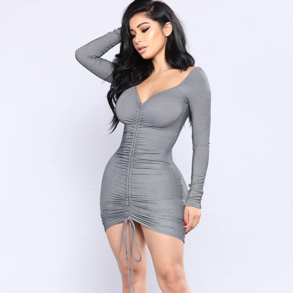 Xi’An Ruched Dress - CHARCOAL - Picture 3 of 5